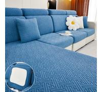 FANSU Housse Assise Canapé, Jacquard Housse Coussin Canapé Extensible et Épaisses Housse de Protection Universelle Housse de Coussins Individuels (1 Place Plus,Bleu lac)
