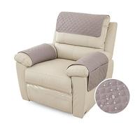 FANSU Housse D'accoudoir De Canapé, Imperméable Housse D'appui-tête pour Accoudoir de Fauteuil Relax avec Poche, Housse de Fauteuil Antidérapante Matelassée (1 Places,Gris Clair)