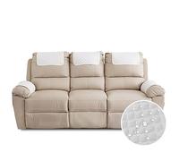 FANSU Housse D'accoudoir De Canapé, Imperméable Housse D'appui-tête pour Accoudoir de Fauteuil Relax avec Poche, Housse de Fauteuil Antidérapante Matelassée (3 Places,Blanc)