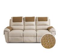 FANSU Housse D'accoudoir De Canapé, Imperméable Housse D'appui-tête pour Accoudoir de Fauteuil Relax avec Poche, Housse de Fauteuil Antidérapante Matelassée (3 Places,Camel)