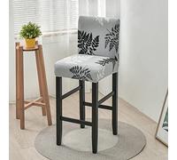 FANSU Housse de Chaise de Bar avec Dossier, Chaise Haute Moderne Housse Tabouret de Bar Pivotante, Doux et Extensible Lavable Couverture de Chaise Salle à Manger (Feuilles Grises,Lot de 4)