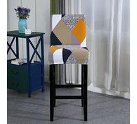 FANSU Housse de Chaise de Bar Lot de 2 4 6 Haute Chaise Housse Tabouret de Bar Pivotante Extensible Style Simple Mode Lavable Couverture de Chaise Salle à Manger (Patchwork,4 pièces)