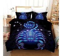 FANSU Housse de Couettes Parure de Lit 2 Personnes, 3 Pièces Microfibre 3D Astrologie Ensemble de Literie avec 1 Housses de Couettes 2 Taies d'oreillers (220x240cm,Scorpion)