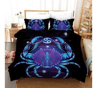 FANSU Housse de Couettes Parure de Lit 2 Personnes, 3 Pièces Microfibre 3D Astrologie Ensemble de Literie avec 1 Housses de Couettes 2 Taies d'oreillers (260x230cm,Le Cancer)