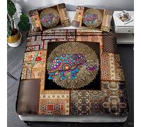 FANSU Housse de Couettes Parure de Lit 2 Personnes, Éléphant Ensemble de Literie 2/3 Pièces avec Microfibre Housses de Couettes + Taies d'oreillers (Mandala,220x240cm)