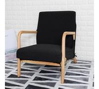 FANSU Housse de Fauteuil 1 Place Extensible avec Accoudoirs en Bois, Housse de Chaise pour Fauteuil de Lecture avec Fermeture Éclair Protection Antidérapante Lavable pour Salon (Carreaux Noirs)