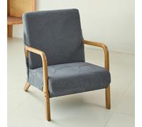 FANSU Housse de Fauteuil 1 Place Extensible avec Accoudoirs en Bois, Housse de Chaise pour Fauteuil de Lecture avec Fermeture Éclair Protection Antidérapante Lavable pour Salon (H09 Gris foncé)