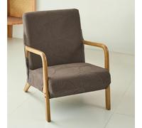 FANSU Housse de Fauteuil 1 Place Extensible avec Accoudoirs en Bois, Housse de Chaise pour Fauteuil de Lecture avec Fermeture Éclair Protection Antidérapante Lavable pour Salon (H09 Marron)