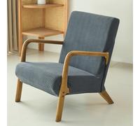 FANSU Housse de Fauteuil 1 Place Extensible avec Accoudoirs en Bois, Housse de Chaise pour Fauteuil de Lecture avec Fermeture Éclair Protection Antidérapante Lavable pour Salon (TW09 Gris foncé)