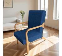 FANSU Housse de Fauteuil 1 Place Extensible avec Accoudoirs en Bois, Housse de Chaise pour Fauteuil de Lecture avec Fermeture Éclair Protection Antidérapante Lavable pour Salon (MJ09 Bleu Marine)