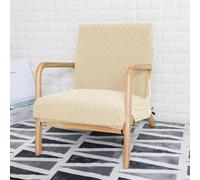 FANSU Housse de Fauteuil 1 Place Extensible avec Accoudoirs en Bois, Housse de Chaise pour Fauteuil de Lecture avec Fermeture Éclair Protection Antidérapante Lavable pour Salon (Carreaux Beiges)