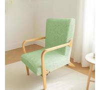 FANSU Housse de Fauteuil 1 Place Extensible avec Accoudoirs en Bois, Housse de Chaise pour Fauteuil de Lecture avec Fermeture Éclair Protection Antidérapante Lavable pour Salon (MJ09 Vert Clair)