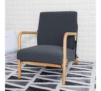 FANSU Housse de Fauteuil 1 Place Extensible avec Accoudoirs en Bois, Housse de Chaise pour Fauteuil de Lecture avec Fermeture Éclair Protection Antidérapante Lavable pour Salon (Carreaux Gris foncé)