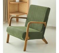 FANSU Housse de Fauteuil 1 Place Extensible avec Accoudoirs en Bois, Housse de Chaise pour Fauteuil de Lecture avec Fermeture Éclair Protection Antidérapante Lavable pour Salon (TW09 Vert Olive)