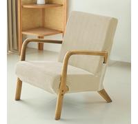 FANSU Housse de Fauteuil 1 Place Extensible avec Accoudoirs en Bois, Housse de Chaise pour Fauteuil de Lecture avec Fermeture Éclair Protection Antidérapante Lavable pour Salon (TW09 Beige)