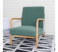 FANSU Housse de Fauteuil 1 Place Extensible avec Accoudoirs en Bois, Housse de Chaise pour Fauteuil de Lecture avec Fermeture Éclair Protection Antidérapante Lavable pour Salon (Carreaux Vert foncé)