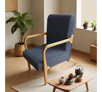FANSU Housse de Fauteuil 1 Place Extensible avec Accoudoirs en Bois, Housse de Chaise pour Fauteuil de Lecture avec Fermeture Éclair Protection Antidérapante Lavable pour Salon (MJ09 Gris foncé)