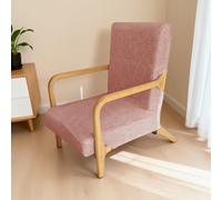 FANSU Housse de Fauteuil 1 Place Extensible avec Accoudoirs en Bois, Housse de Chaise pour Fauteuil de Lecture avec Fermeture Éclair Protection Antidérapante Lavable pour Salon (MJ09 Rose)