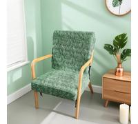 FANSU Housse de Fauteuil 1 Place Extensible avec Accoudoirs en Bois, Housse de Chaise pour Fauteuil de Lecture avec Fermeture Éclair Protection Antidérapante Lavable pour Salon (MJ09 Vert Sauge)