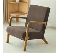 FANSU Housse de Fauteuil 1 Place Extensible avec Accoudoirs en Bois, Housse de Chaise pour Fauteuil de Lecture avec Fermeture Éclair Protection Antidérapante Lavable pour Salon (TW09 Marron)