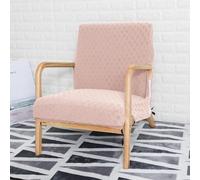 FANSU Housse de Fauteuil 1 Place Extensible avec Accoudoirs en Bois, Housse de Chaise pour Fauteuil de Lecture avec Fermeture Éclair Protection Antidérapante Lavable pour Salon (Carreaux Rose Clair)