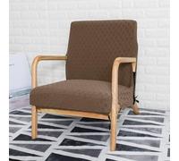 FANSU Housse de Fauteuil 1 Place Extensible avec Accoudoirs en Bois, Housse de Chaise pour Fauteuil de Lecture avec Fermeture Éclair Protection Antidérapante Lavable pour Salon (Carreaux Marron)