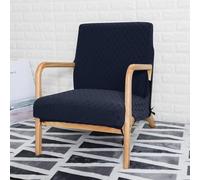 FANSU Housse de Fauteuil 1 Place Extensible avec Accoudoirs en Bois, Housse de Chaise pour Fauteuil de Lecture avec Fermeture Éclair Protection Antidérapante Lavable pour Salon (Carreaux Bleu Marine)