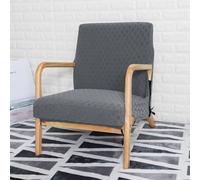 FANSU Housse de Fauteuil 1 Place Extensible avec Accoudoirs en Bois, Housse de Chaise pour Fauteuil de Lecture avec Fermeture Éclair Protection Antidérapante Lavable pour Salon (Carreaux Gris)