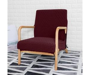 FANSU Housse de Fauteuil 1 Place Extensible avec Accoudoirs en Bois, Housse de Chaise pour Fauteuil de Lecture avec Fermeture Éclair Protection Antidérapante Lavable pour Salon (Carreaux Bordeaux)