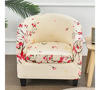 FANSU Housse de Fauteuil Cabriolet Chesterfield Extensible 2-Pièces, Elegant Blumen Couverture de Fauteuil Antidérapant, Tub Chair Housse de Canapé avec Housse de Coussin (Jaune)