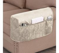 FANSU Housse de Fauteuil Inclinable et Canapé Couvre Accoudoirs avec Poche, Chaleur hivernale Velours Protection pour Accoudoir de Canapé Lot de 2 Housses d'accoudoir pour Salon Sofa (Beige)