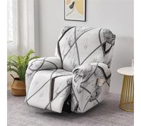 FANSU Housse de Fauteuil Relax Extensible 1/2/3 Places Mode Housse de Fauteuil Relax Inclinable Electrique avec Poche, Lavable Protege de Meubles pour Canapé Inclinable (marbre,2 Places)