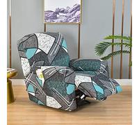 FANSU Housse de Fauteuil Relax Extensible 1 Places, Mode 3D Impression Housse de Fauteuil Relax Inclinable Electrique avec Poche, Protege de Meubles pour Canapé Inclinable (Roche Verte)