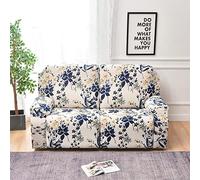 FANSU Housse de Fauteuil Relax Extensible 2 Places, Housse de Fauteuil Relax Inclinable avec Poche, 6 Pièce Protege de Meubles pour Canapé (2 Places,Fleurs d'iris)