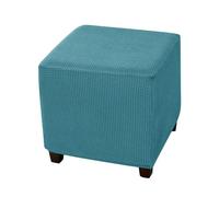 FANSU Housse de Pouf Ottomane Carré, Jacquard Housse Ottomane Extensible 35x35/40x40 Anti-dérapante Respirante à Fond élastique pour Tabouret de Rangement (Bleu Turquoise)