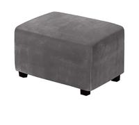 FANSU Housse de Pouf Ottomane Rectangulaire, Velours Housse Ottomane Extensible Anti-dérapante Respirante à Fond élastique pour Tabouret de Rangement (Anthracite,S)