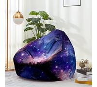 FANSU Housse de pouf sans rembourrage - Fauteuil de jeu pour adultes et enfants - Pouf de qualité supérieure - Dossier haut - Rangement animal rembourré - Impression 3D ciel étoilé - Canapé paresseux