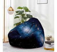 FANSU Housse de pouf sans rembourrage - Fauteuil de jeu pour adultes et enfants - Pouf dossier haut de gamme - Rangement animal rembourré - Impression 3D ciel étoilé - Canapé paresseux (90 x 110 cm