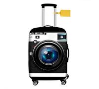 FANSU Housse de Valise Elastique Housse de Protection pour Bagage, Appareil Photo Imprimé Lavable à Cabine Luggage Valise Cabine Trolley Case Cover (Noir et Blanc,S(18"-21" Valise))