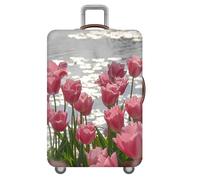 FANSU Housse de Valise Elastique Housse de Protection pour Bagage, Belles Fleurs Cabine Luggage Valise Cabine Trolley Case Cover, 18-32 Valise (Tulipes,XL (29"-32" Valise))