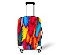 FANSU Housse de Valise Elastique Housse de Protection pour Bagage, Impression de Plume Cabine Luggage Valise Cabine Trolley Case Cover Lavable, 18-32 Valise (Multicolore A,S(18"-21" Valise))