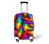 FANSU Housse de Valise Elastique Housse de Protection pour Bagage, Impression de Plume Cabine Luggage Valise Cabine Trolley Case Cover Lavable, 18-32 Valise (Multicolore F,M (21"-25" Valise))