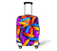 FANSU Housse de Valise Elastique Housse de Protection pour Bagage, Impression de Plume Cabine Luggage Valise Cabine Trolley Case Cover Lavable, 18-32 Valise (Multicolore E,S(18"-21" Valise))