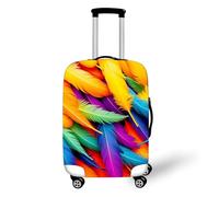 FANSU Housse de Valise Elastique Housse de Protection pour Bagage, Impression de Plume Cabine Luggage Valise Cabine Trolley Case Cover Lavable, 18-32 Valise (G Multicolore,XL (29"-32" Valise))