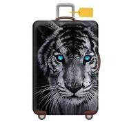 FANSU Housse de Valise Elastique Housse de Protection pour Bagage, Imprimé de Animal Cabine Luggage Valise Cabine Trolley Case Cover pour 18-32 Valise (Tigre 2,S(18"-21" Valise))