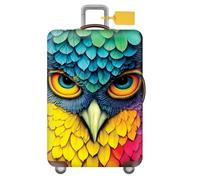FANSU Housse de Valise Elastique Housse de Protection pour Bagage, Imprimé de Animal Cabine Luggage Valise Cabine Trolley Case Cover pour 18-32 Valise (Hibou,S(18"-21" Valise))