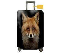FANSU Housse de Valise Elastique Housse de Protection pour Bagage, Renard Imprimé Cabine Luggage Valise Cabine Trolley Case Cover, 18-32 Valise (M (21"-25" Valise),Noir)
