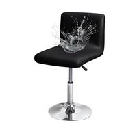 FANSU Housse Tabouret de Bar Extensible Cuir PU Imperméable Housse de Chaise de Bar avec Dossier pour Chaise Haute Pivotante, Couverture de Chaise Salle à Manger Doux et Lavable (Noir,1 pièce)