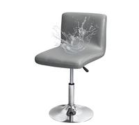 FANSU Housse Tabouret de Bar Extensible Cuir PU Imperméable Housse de Chaise de Bar avec Dossier pour Chaise Haute Pivotante, Couverture de Chaise Salle à Manger Doux et Lavable (Gris,Lot de 4)