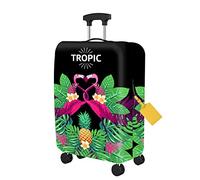 FANSU Housse Valise Elastique Feuilles de Palmier Tropical 3D Housse de Protection pour Bagage, Anti-Rayures Lavable Cabine Luggage Trolley Case Cover (Flamant Rose.3,M: 22-25 Pouces)